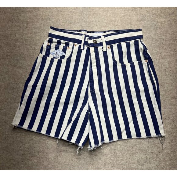 French Country EXP Jeans Vintage 90's Stripped Jean Shorts Size 7 Juniors - Picture 1 of 11